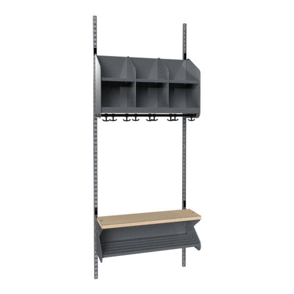 BST garderobe startsektion model D med 3 pladser 750mm mørk grå