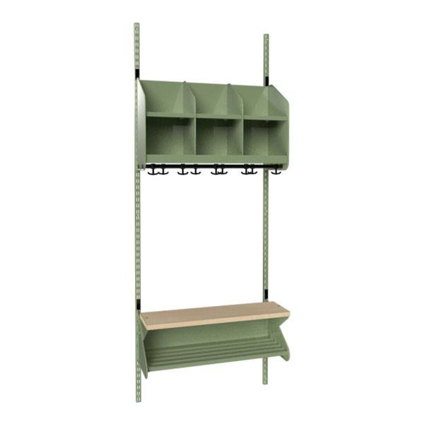 BST garderobe startsektion model D med 3 pladser 750mm grøn