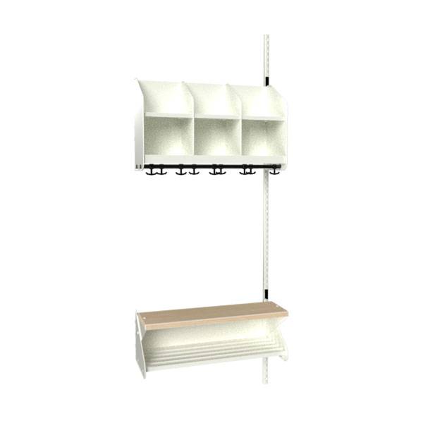 BST garderobe påbygningssektion model D med 3 pladser 750mm hvid