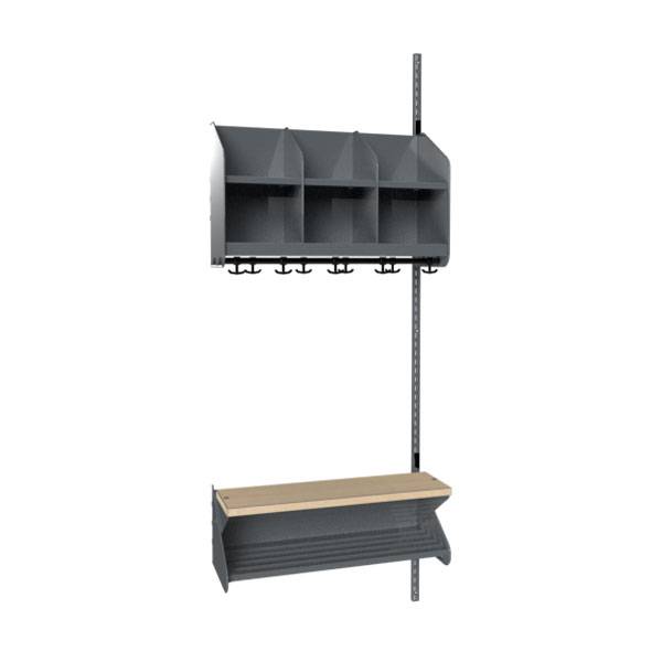 BST garderobe p&aring;bygningssektion model D med 3 pladser 750mm m&oslash;rk gr&aring;