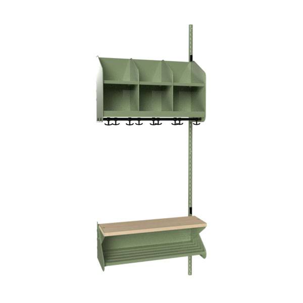 BST garderobe p&aring;bygningssektion model D med 3 pladser 750mm gr&oslash;n