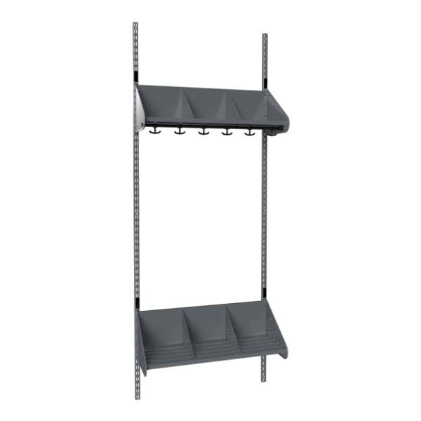 BST garderobe startsektion model E med 3 pladser 750mm mørk grå
