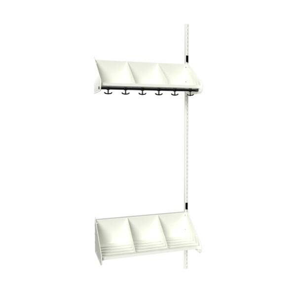 BST garderobe p&aring;bygningssektion model E med 3 pladser 750mm hvid