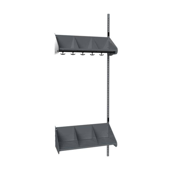 BST garderobe p&aring;bygningssektion model E med 3 pladser 750mm m&oslash;rk gr&aring;