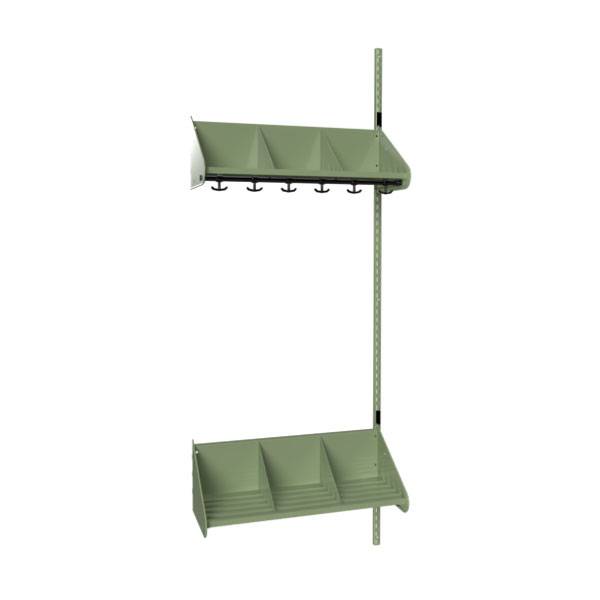 BST garderobe p&aring;bygningssektion model E med 3 pladser 750mm gr&oslash;n