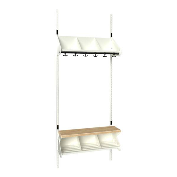 BST garderobe startsektion model G med 3 pladser 750mm hvid