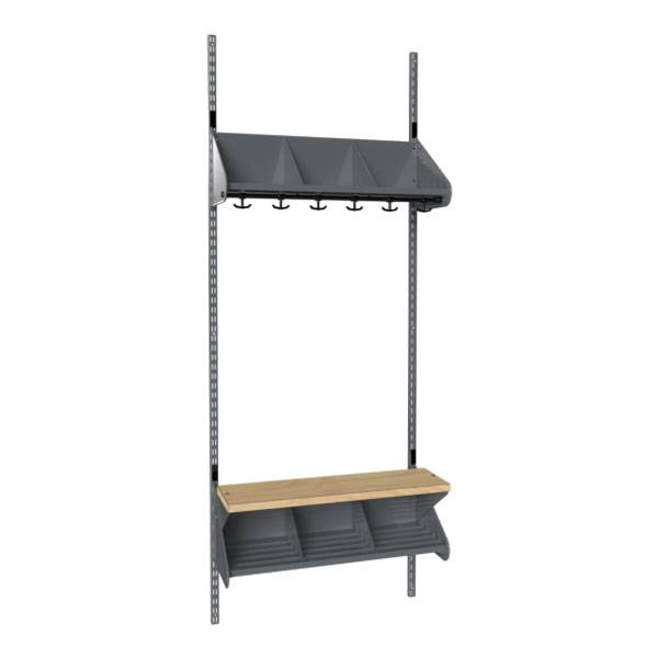 BST garderobe startsektion model G med 3 pladser 750mm mørk grå