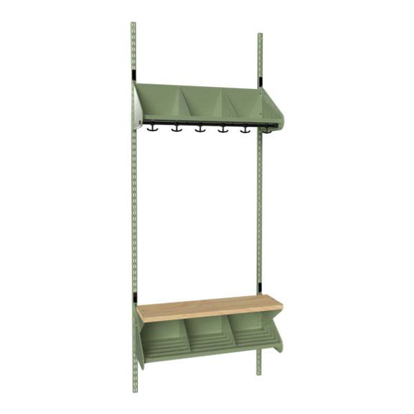 BST garderobe startsektion model G med 3 pladser 750mm gr&oslash;n