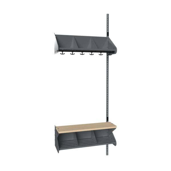 BST garderobe p&aring;bygningssektion model G med 3 pladser 750mm m&oslash;rk gr&aring;