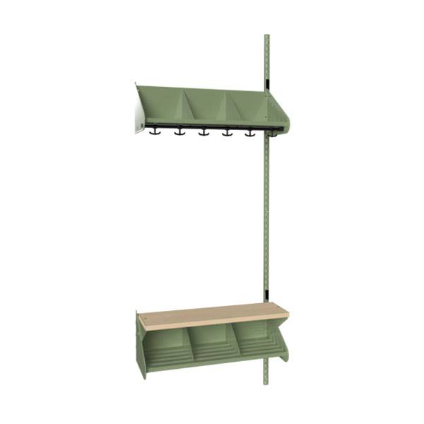 BST garderobe p&aring;bygningssektion model G med 3 pladser 750mm gr&oslash;n