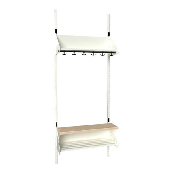 BST garderobe startsektion model H med 3 pladser 750mm hvid