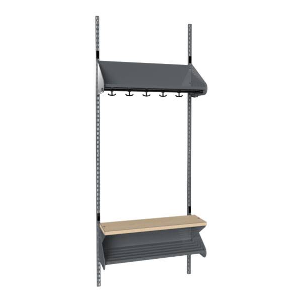 BST garderobe startsektion model H med 3 pladser 750mm mørk grå
