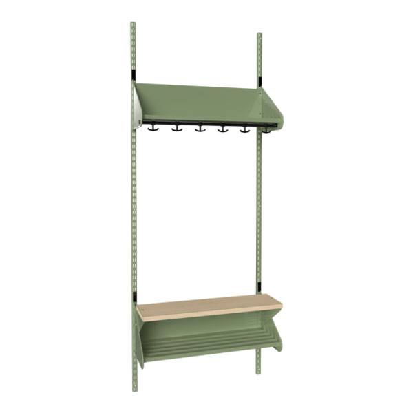 BST garderobe startsektion model H med 3 pladser 750mm gr&oslash;n