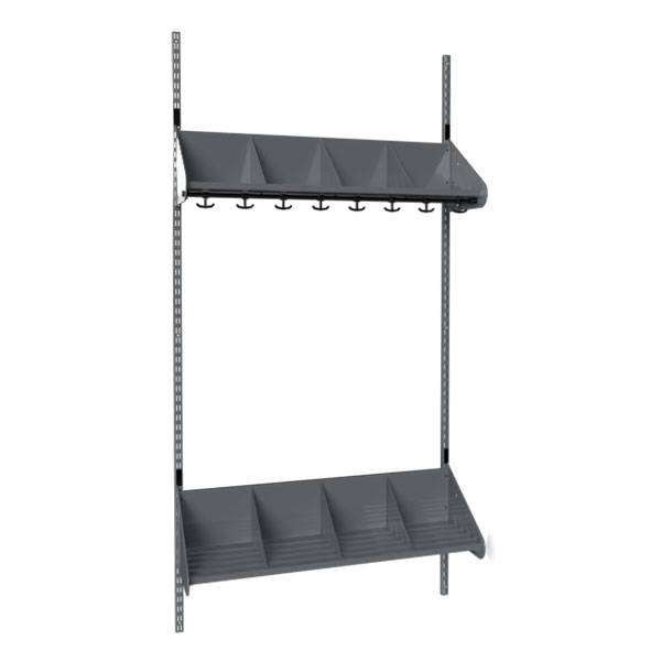 BST garderobe startsektion model E med 4 pladser 1000mm mørk grå