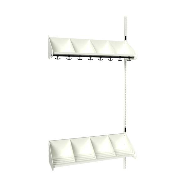 BST garderobe påbygningssektion model E med 4 pladser 1000mm hvid