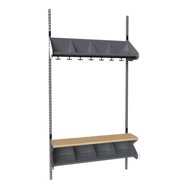 BST garderobe startsektion model G med 4 pladser 1000mm mørk grå