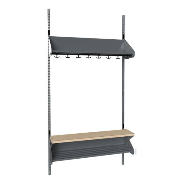 BST garderobe startsektion model H med 4 pladser 1000mm m&oslash;rk gr&aring;