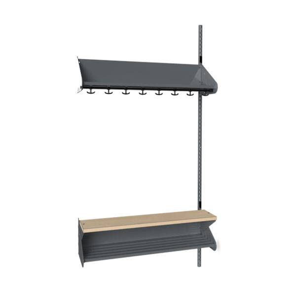 BST garderobe p&aring;bygningssektion model H med 4 pladser 1000mm m&oslash;rk gr&aring;