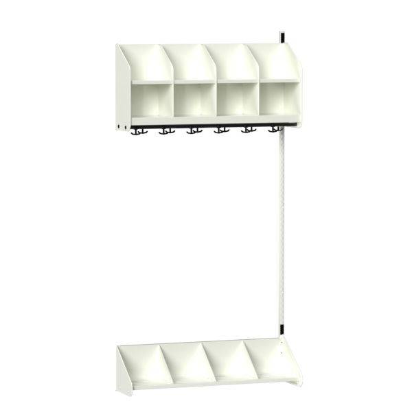 BST garderobe p&aring;bygningssektion model A 4 pladser 1000mm hvid