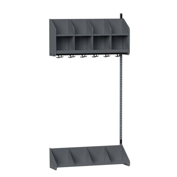 BST garderobe p&aring;bygningssektion model A 4 pladser 1000mm m&oslash;rk gr&aring;