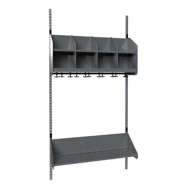 BST garderobe startsektion model B med 4 pladser 1000mm mørk grå