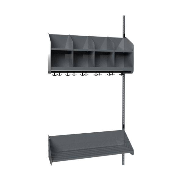 BST garderobe p&aring;bygningssektion model B med 4 pladser 1000mm m&oslash;rk gr&aring;