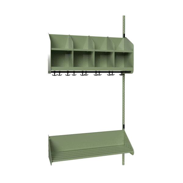 BST garderobe p&aring;bygningssektion model B med 4 pladser 1000mm gr&oslash;n