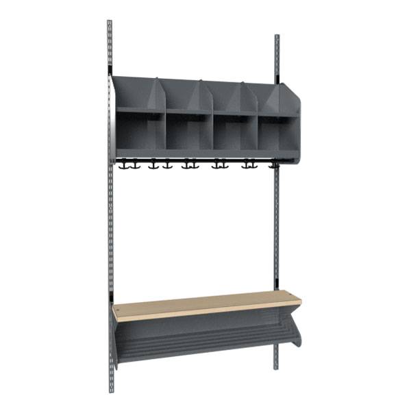 BST garderobe startsektion model D med 4 pladser 1000mm mørk grå