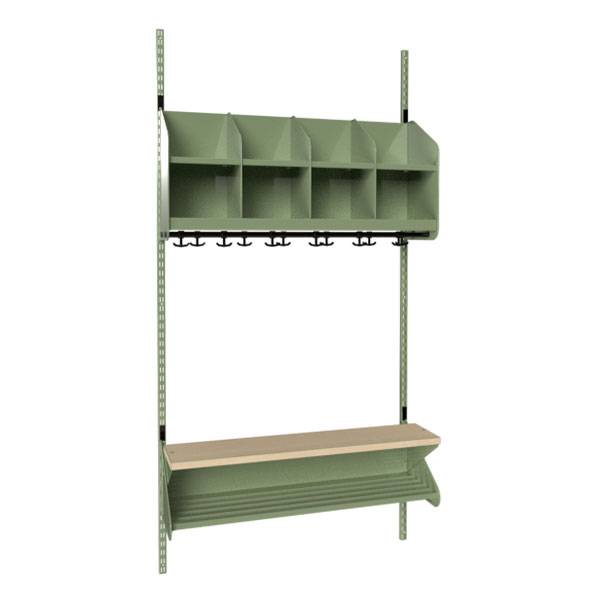 BST garderobe startsektion model D med 4 pladser 1000mm grøn