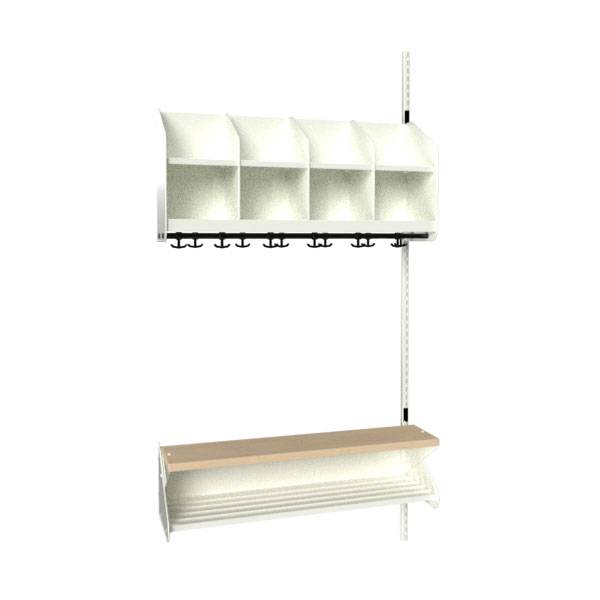 BST garderobe p&aring;bygningssektion model D med 4 pladser 1000mm hvid
