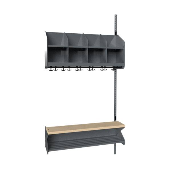 BST garderobe p&aring;bygningssektion model D med 4 pladser 1000mm m&oslash;rk gr&aring;