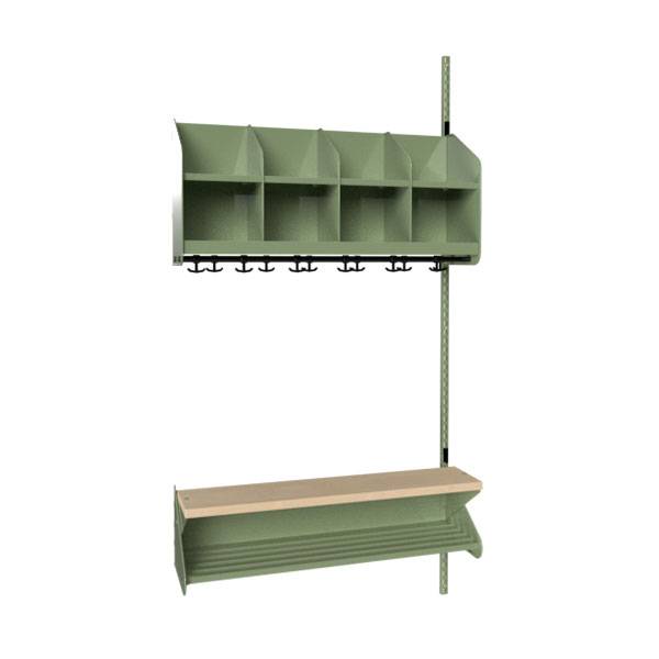 BST garderobe p&aring;bygningssektion model D med 4 pladser 1000mm gr&oslash;n