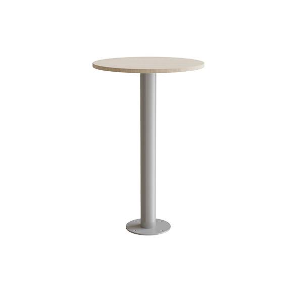 Cirkum bord Ø70cm 110cm høj i massiv eg med alugråt stel