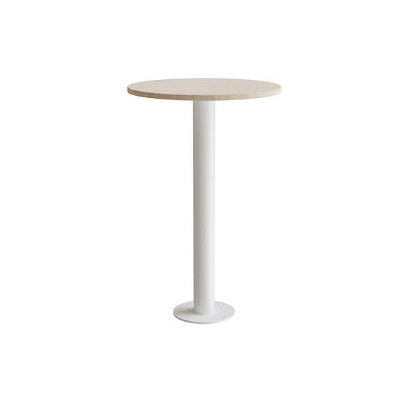 Cirkum bord Ø70cm 110cm høj i massiv eg med hvidt stel