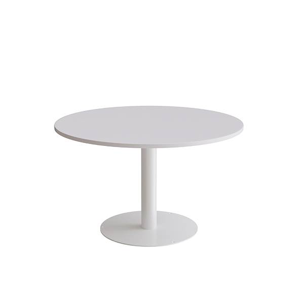 Cirkum bord &Oslash;120cm 72cm h&oslash;j i gr&aring; laminat med hvidt stel