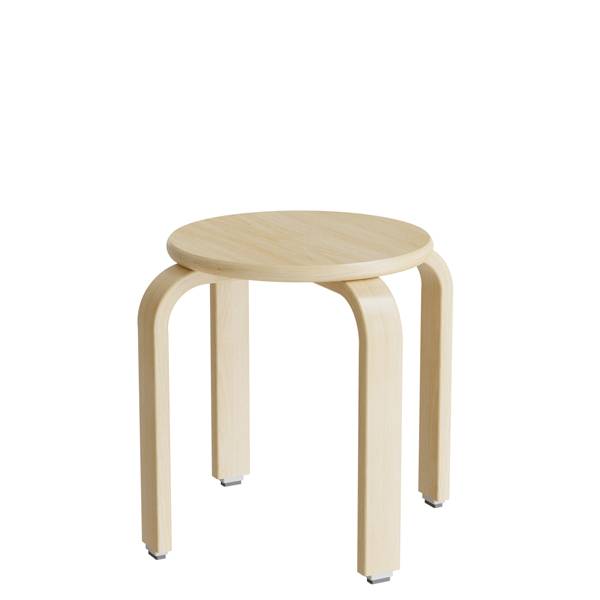 Oscar taburet, sæde i birk laminat, ben i birkefinér, højde 37cm 