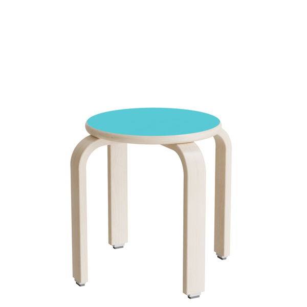 Oscar taburet 370mm turkis med hvidpigmenteret birkefin&eacute;r stel