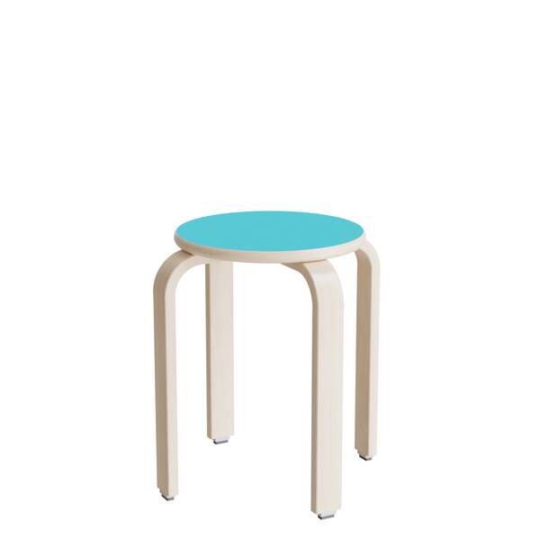 Oscar taburet 440mm turkis med hvidpigmenteret birkefin&eacute;r stel