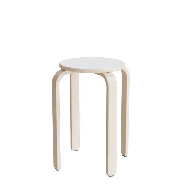 Oscar taburet 520mm hvid med hvidpigmenteret birkefin&eacute;r stel