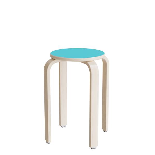 Oscar taburet 520mm turkis med hvidpigmenteret birkefin&eacute;r stel