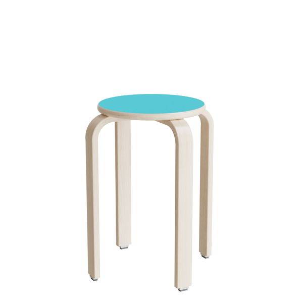 Oscar taburet 520mm turkis med hvidpigmenteret birkefin&eacute;r stel