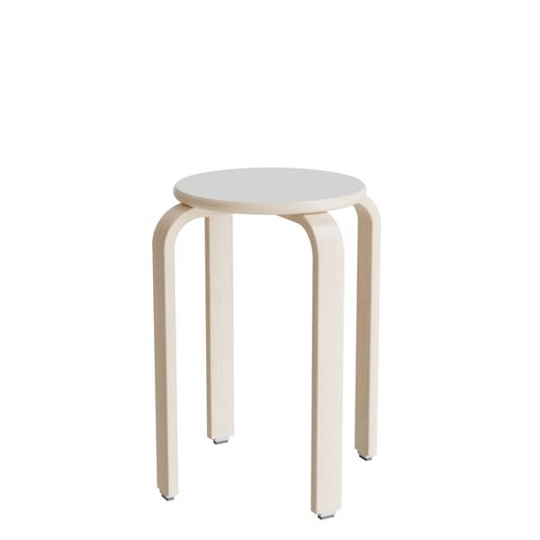 Oscar taburet 520mm lys gr&aring; med hvidpigmenteret birkefin&eacute;r stel
