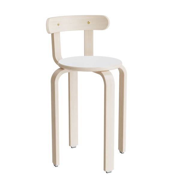 Oscar taburet, s&aelig;de i hvid laminat, ben og ryg i birkefin&eacute;r, h&oslash;jde 52cm 