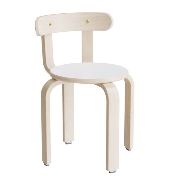 Oscar taburet, sæde i hvid laminat, ben og ryg i birkefinér, højde 37cm 