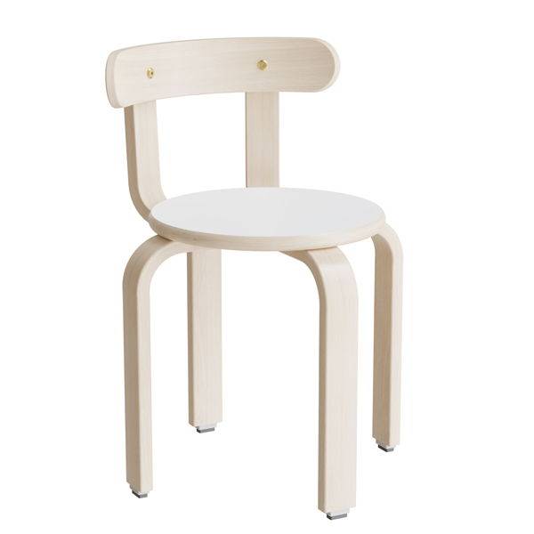 Oscar taburet, s&aelig;de i hvid laminat, ben og ryg i birkefin&eacute;r, h&oslash;jde 37cm 