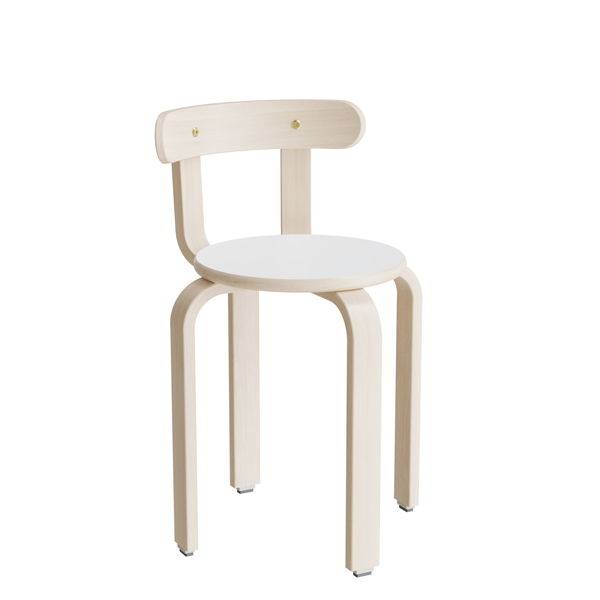 Oscar taburet, s&aelig;de i hvid laminat, ben og ryg i birkefin&eacute;r, h&oslash;jde 44cm 