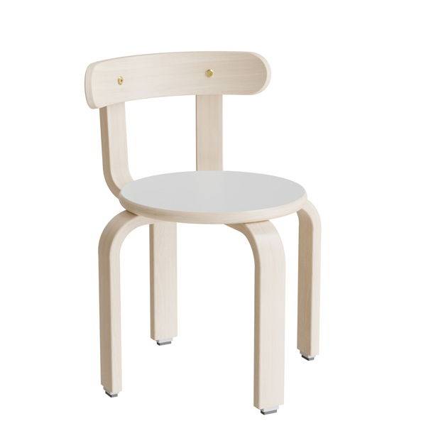 Oscar taburet, s&aelig;de i lys gr&aring; laminat, ben og ryg i birkefin&eacute;r, h&oslash;jde 33cm 