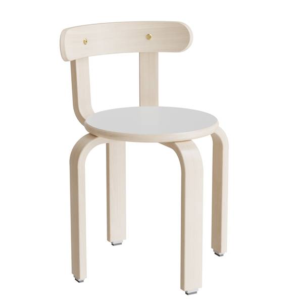 Oscar taburet, sæde i lys grå laminat, ben og ryg i birkefinér, højde 37cm 