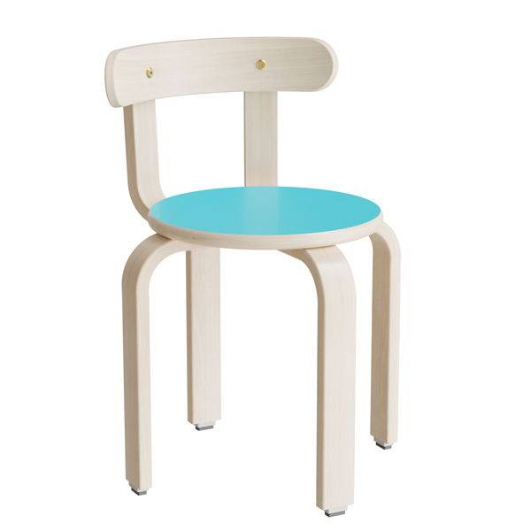 Oscar taburet, s&aelig;de i turkis laminat, ben og ryg i birkefin&eacute;r, h&oslash;jde 37cm 