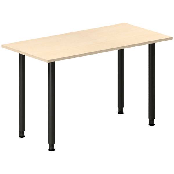 Office skrivebord 120x60cm birk laminat med sort stel